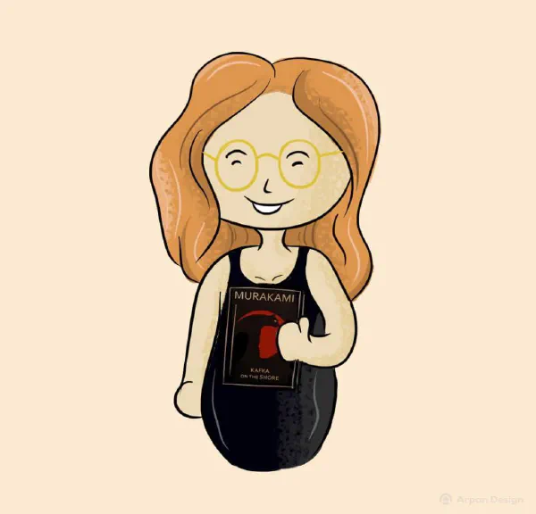 Chibi art with book